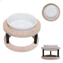 Comedouro Pet Bebedouro Cachorro Gato Elevado Único Tam M Marrom Claro