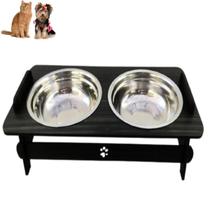 Comedouro Pet Elevado Duplo Gato E Cachorro 2 Tigelas Inox - MagicBox
