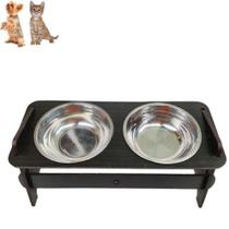 Comedouro Pet Elevado Suspenso Para Cão e Gato com 2 Tigelas em Inox Inclinável - MagicBox