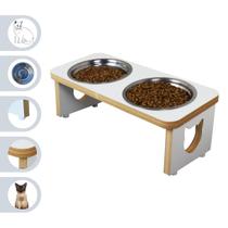 Comedouro Pet Gato Elevado Duplo MDF Linha Basic - Branco Comedouro Pet Gato Elevado Duplo MDF Linha Basic - Branco