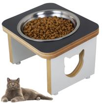 Comedouro Pet Gato Elevado MDF Linha Basic - Preto