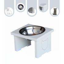 Comedouro Pet Gato Elevado MDF Simple - Inox Comedouro Pet Gato Elevado MDF Simple - Inox