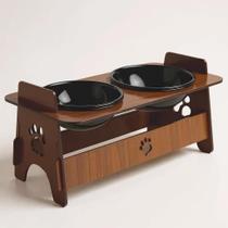 Comedouro Pet MDF Tijela Duplo 400ml Plastico Removível