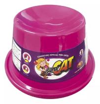 Comedouro Plástico p/ Gatos Super Cat 200ml Rosa Furacão Pet
