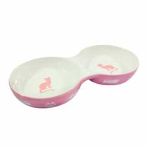 Comedouro porcelana gato duplo rosa 150ml Comedouro porcelana gato duplo rosa 150ml