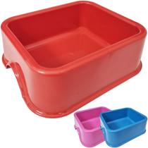 Comedouro Quadrado de Plástico Cachorro Gato Cães 2 Litros Prático Furacão Pet N4