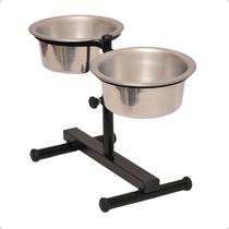 Comedouro Regulável Alto Duplo Tigela Pote para Ração Água Ajustável Elevado Bebedouro Cachorro Dog Pet Tamanho G 1200ML