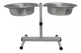 Comedouro Regulável Duplo Elevado Ajustável Alumínio Cães Pequeno