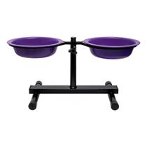 Comedouro Regulável para Cachorro com Duas Tigelas Ajustável em Altura Rosa