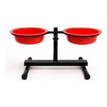 Comedouro Regulável para Cachorro com Duas Tigelas Ajustável em Altura Rosa