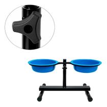 Comedouro Regulável para Cachorro com Suporte Ajustável e Tigelas Pretas