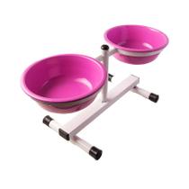 Comedouro Royale Regulável Rosa para Cães - Tamanho Grande