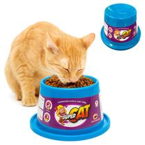 Comedouro Super Cat 200ml Racao Gato Comida Pote Sache Azul