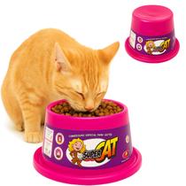 Comedouro Super Cat 200ml Racao Gato Comida Pote Sache Rosa