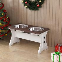 Comedouros Elevados para Cães Piskyet com Suporte, 2 Tigelas de Aço Inoxidável, 1,6 L Comedouros Elevados para Cães Piskyet com Suporte, 2 Tigelas de Aço Inoxidável, 1,6 L
