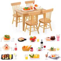 Comida em miniatura para casa de bonecas com móveis de madeira, escala 1:12, 74 unidades Comida em miniatura para casa de bonecas com móveis de madeira, escala 1:12, 74 unidades