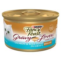 Comida para gatos Fancy Feast Gravy Lovers, salmão e linguado 24x85g