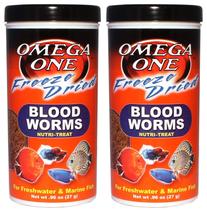 Comida para peixes Omega One, vermes de sangue liofilizados, 27 ml, pacote com 2