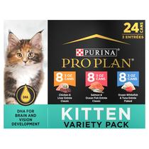 Comida úmida para gatinhos Purina Pro Plan com alto teor de proteína de 3 onças (pacote com 24)