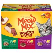 Comida úmida para gatos Meow Mix Tenders em molho de aves e carne bovina 650 mLx24