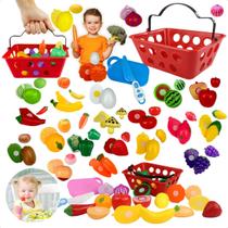 Kit Frutas Legumes Brinquedo Cortar | 10 Peças - Cesta Comidinha