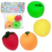 Comidinha Frutas De Brinquedo Infantil Em Vinil Kit 4 Peças
