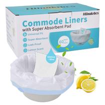 Commode Liners Hlinakrbcs, pacote com 60 almofadas absorventes Commode Liners Hlinakrbcs, pacote com 60 almofadas absorventes