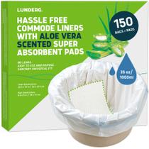 Commode Liners Lunderg com almofadas absorventes perfumadas de aloe x150 Commode Liners Lunderg com almofadas absorventes perfumadas de aloe x150