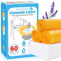 Commode Liners RINOZO, pacote com 60 almofadas absorventes, aroma de lavanda Commode Liners RINOZO, pacote com 60 almofadas absorventes, aroma de lavanda