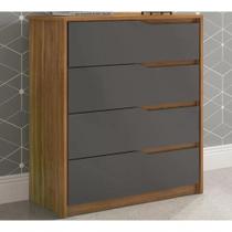 Comoda 04 Gavetas Corrediças Atria Amendola Grafito Comoda 04 Gavetas Corrediças Atria Amendola Grafito