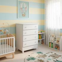 Cômoda 04 Gavetas Doce Sonho Infantil MDF cor: branco Cômoda 04 Gavetas Doce Sonho Infantil MDF cor: branco
