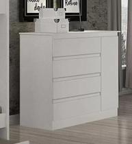 Cômoda 045 4 Gavetas com 1 Porta Com Sapateira Neve - Móveis Valverde Cômoda 045 4 Gavetas com 1 Porta Com Sapateira Neve - Móveis Valverde