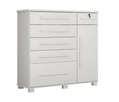 Comoda 046 6 Gavetas 1 Porta com Sapateira 100% Mdf Valverde Moveis