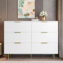 Cômoda 06 Gavetas Com Pés E Puxador Em Metal - Safira Branco