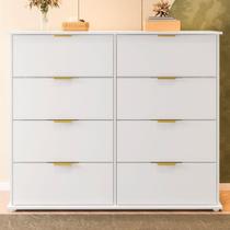 Cômoda 08 Gavetas Com Puxadores Em Metal - Florença Branco Cômoda 08 Gavetas Com Puxadores Em Metal - Florença Branco