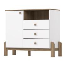 Cômoda 1 Porta 3 Gavetas Ternura Branco/Jequitibá HP