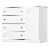 Comoda 1 Porta 4 Gavetas 126 cm Americana Branco Henn Comoda 1 Porta 4 Gavetas 126 cm Americana Branco Henn
