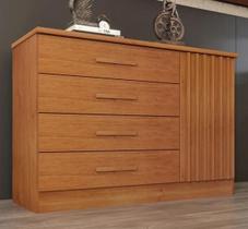 Cômoda 1 Porta 4 Gavetas com Detalhe Ripado Barcelona - Tcil Móveis - Cinamomo Cômoda 1 Porta 4 Gavetas com Detalhe Ripado Barcelona - Tcil Móveis - Cinamomo