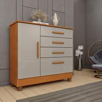 Cômoda 1 Porta 4 Gavetas com pés 104cm Chicago Cinamomo/Off White