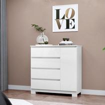 Cômoda 1 Porta 4 Gavetas Vega Estilo Moderno Branco Cômoda 1 Porta 4 Gavetas Vega Estilo Moderno Branco