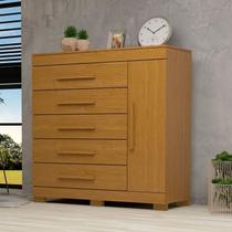 Cômoda 1 Porta 5 Gavetas 100% MDF 120cm Miosótis Espresso Móveis Marrom/Cinamomo