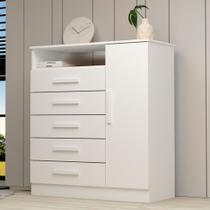 Cômoda 1 Porta 5 Gavetas 100% MDF 95cm Nemésia Espresso Móveis Branco Cômoda 1 Porta 5 Gavetas 100% MDF 95cm Nemésia Espresso Móveis Branco