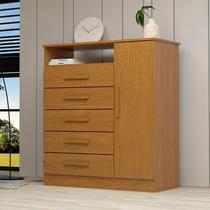 Cômoda 1 Porta 5 Gavetas 100% MDF 95cm Nemésia Espresso Móveis Marrom/Cinamomo