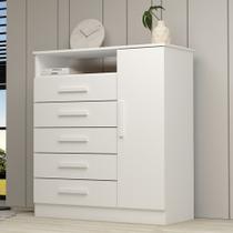 Cômoda 1 Porta 5 Gavetas 100% MDF 95cm Nemésia Espresso Móveis Cômoda 1 Porta 5 Gavetas 100% MDF 95cm Nemésia Espresso Móveis