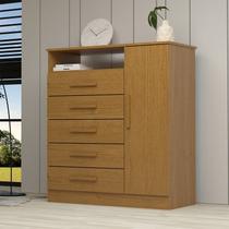 Cômoda 1 Porta 5 Gavetas 100% MDF 95cm Nemésia Espresso Móveis