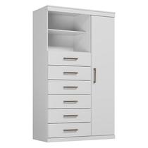 Comoda 1 Porta 6 Gavetas Marabá Branco Brilho - Santos Andirá