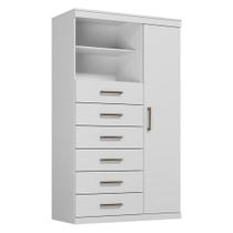 Comoda 1 Porta 6 Gavetas Marabá Branco Brilho - Santos Andirá