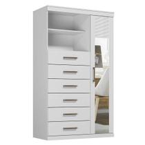 Comoda 1 Porta 6 Gavetas Marabá Com Espelho Branco Brilho - Santos Andirá Comoda 1 Porta 6 Gavetas Marabá Com Espelho Branco Brilho - Santos Andirá