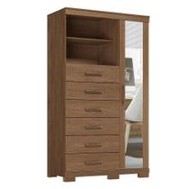 Comoda 1 Porta 6 Gavetas Marabá Com Espelho E Pés Jatobá Acetinado - Santos Andirá