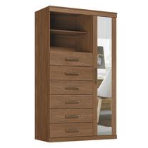 Comoda 1 porta 6 gavetas Marabá com espelho Jatobá Acetinado - Santos Andirá Comoda 1 porta 6 gavetas Marabá com espelho Jatobá Acetinado - Santos Andirá